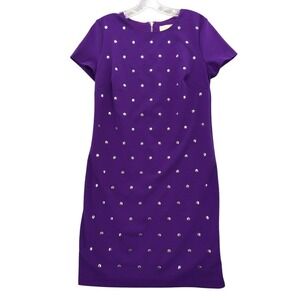 Michael Kors Purple Studded Sheath Dress Sz M Career Party Cocktail‎ Medium